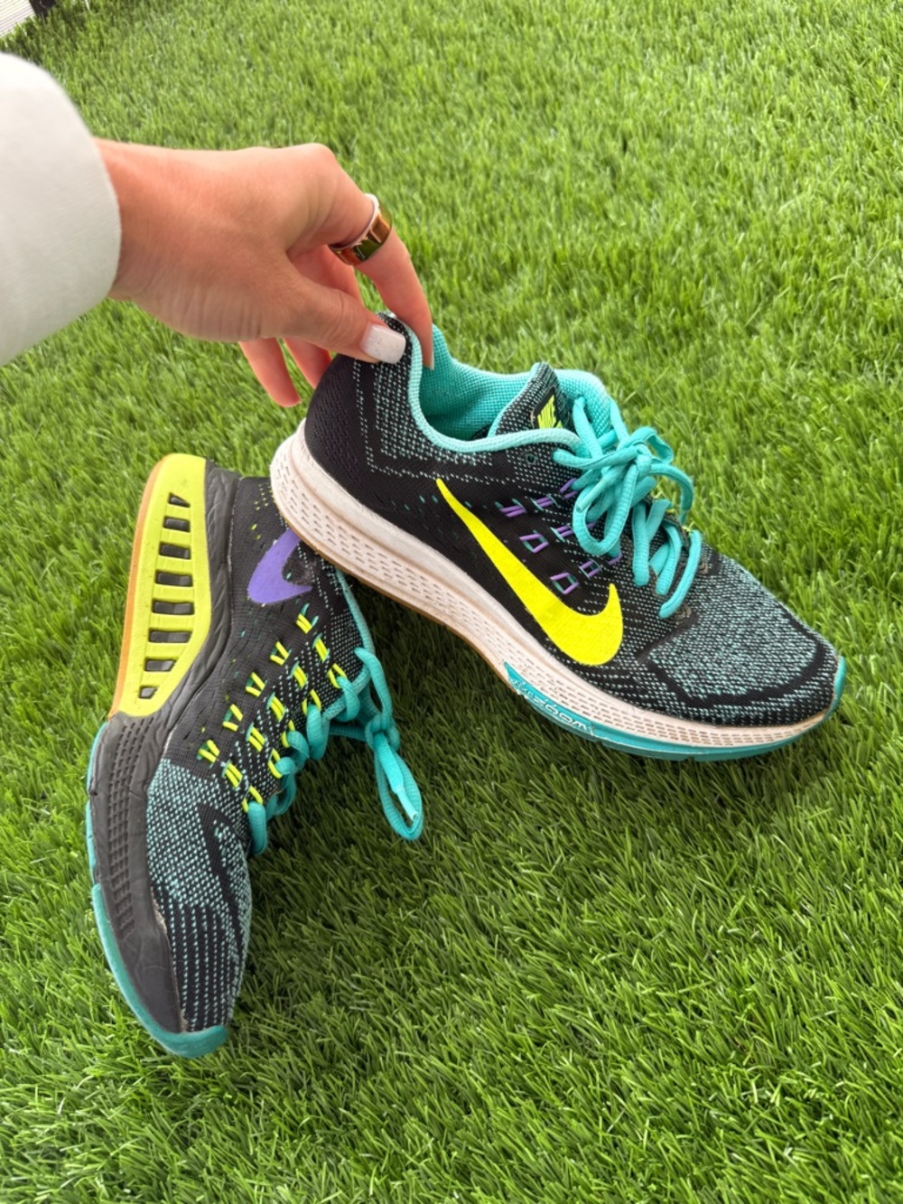 Nike Women's Running Shoes - Black with Teal & Yellow